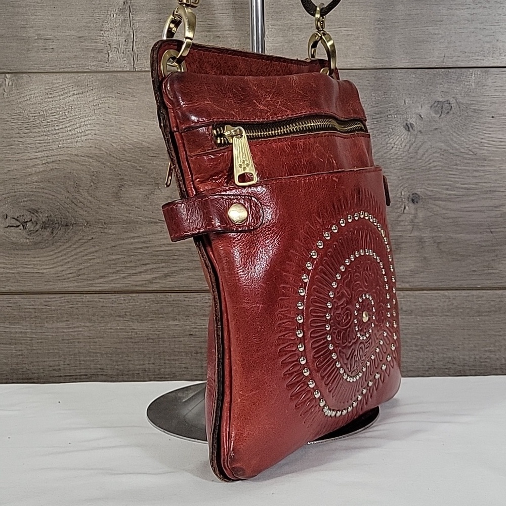 Patricia Nash Red Leather Crossbody Bag with Embossed Medallion - Red - Picture 3 of 14
